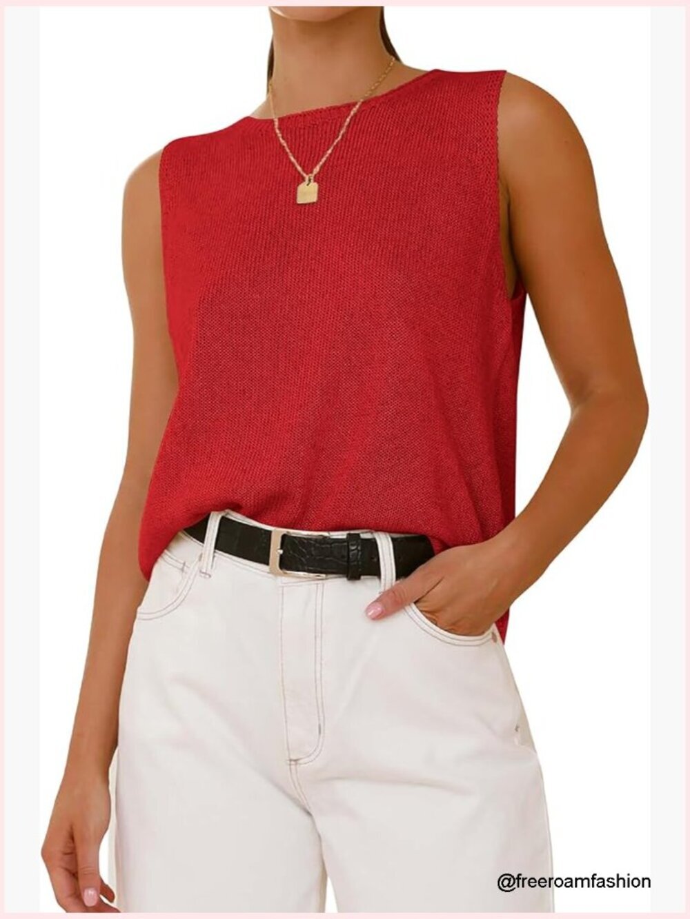 Sleeveless Sweater Vest Tank Top Loose Fit Crew Neck Knit Top Viscose